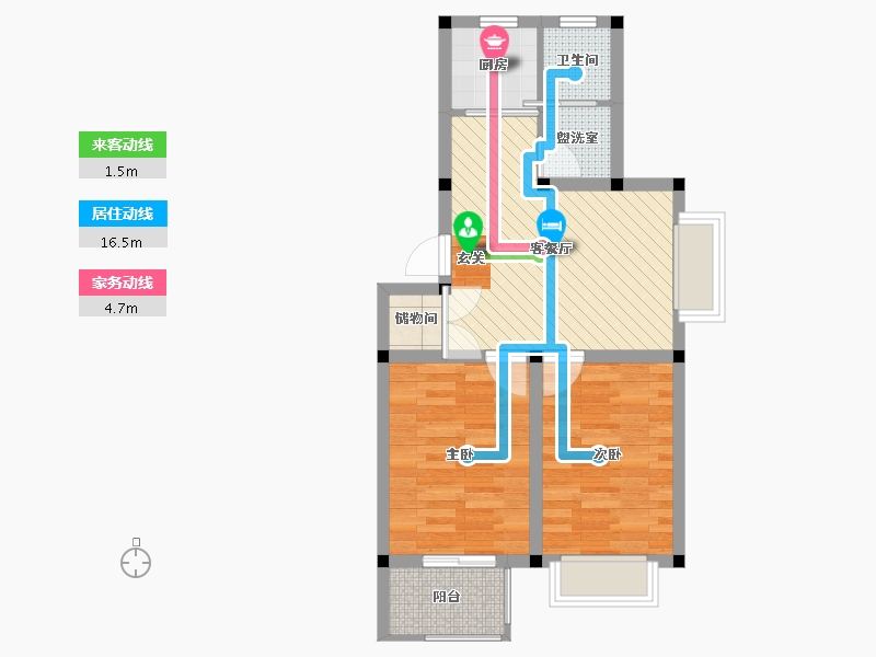 江苏省-淮安市-浦南花园-53.98-户型库-动静线