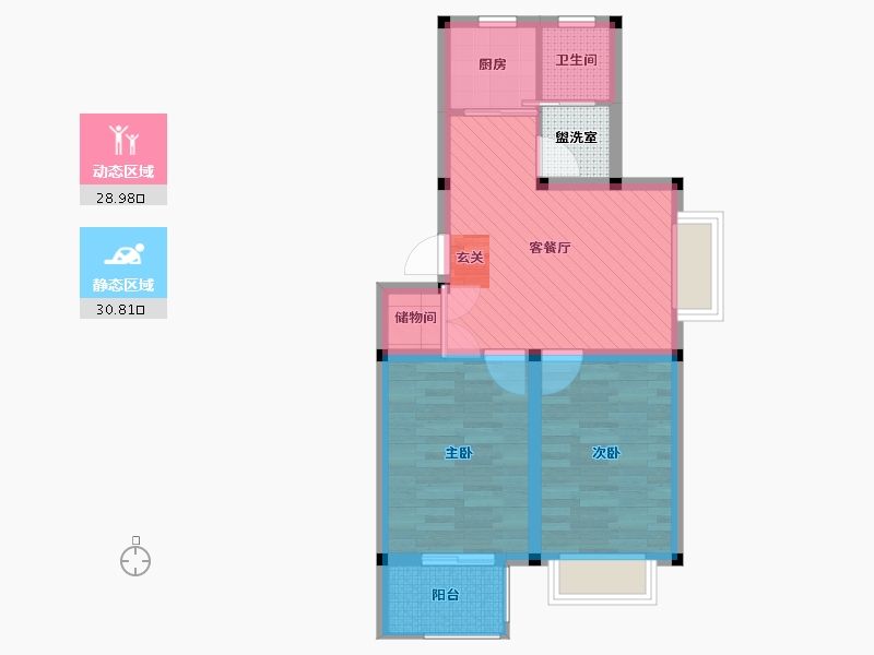 江苏省-淮安市-浦南花园-53.98-户型库-动静分区