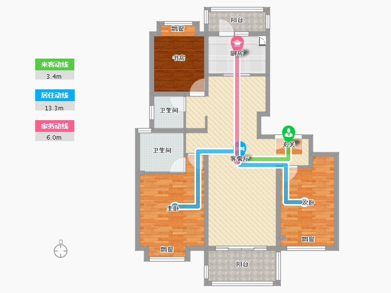 江苏省-苏州市-中锐星奕湾-109.38-户型库-动静线