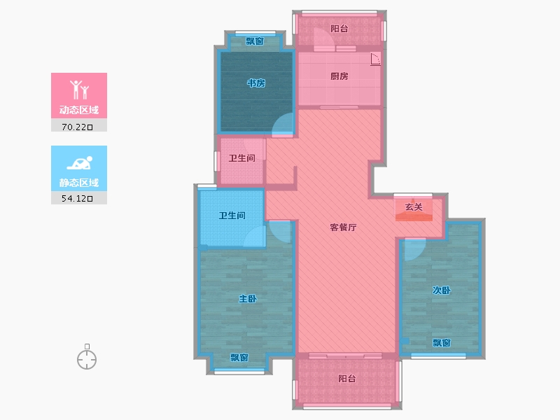 江苏省-苏州市-中锐星奕湾-109.38-户型库-动静分区