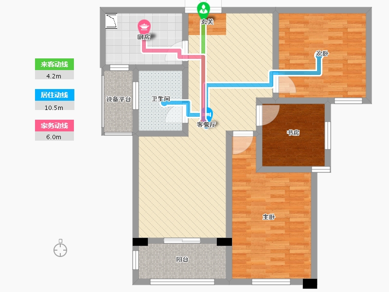 江苏省-徐州市-环宇滨河蓝庭-90.00-户型库-动静线