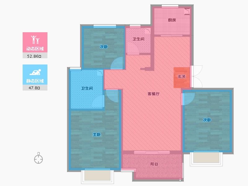 河北省-邯郸市-阳光东尚-88.99-户型库-动静分区