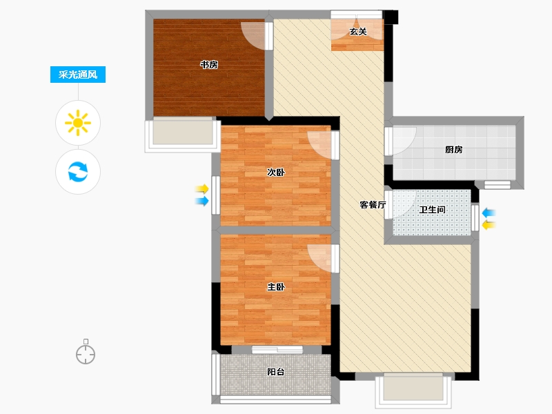 河南省-南阳市-金川美景春天-75.85-户型库-采光通风