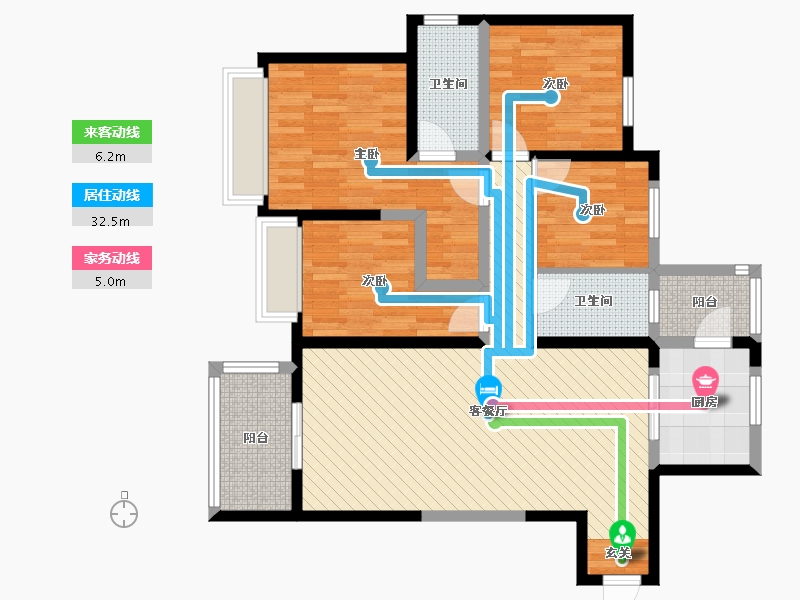 河南省-郑州市-金科城32号楼一单元西户-101.56-户型库-动静线