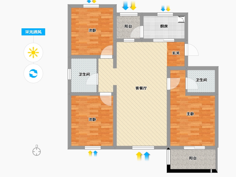 山西省-长治市-浅水湾-89.33-户型库-采光通风