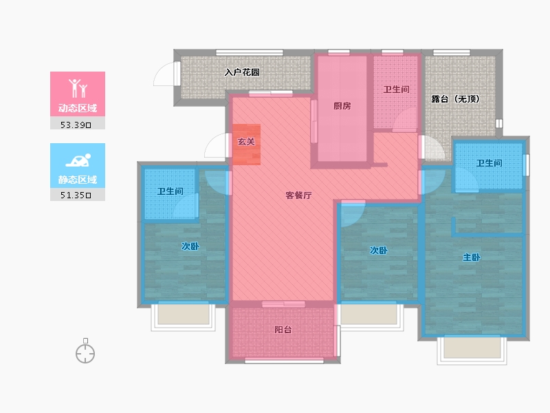 江苏省-扬州市-朗悦华府-104.55-户型库-动静分区