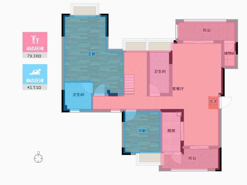 重庆-重庆市-来新居水岸国际-104.89-户型库-动静分区