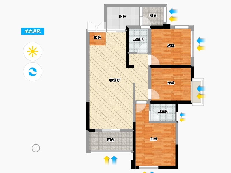 四川省-德阳市-美林康城-86.75-户型库-采光通风