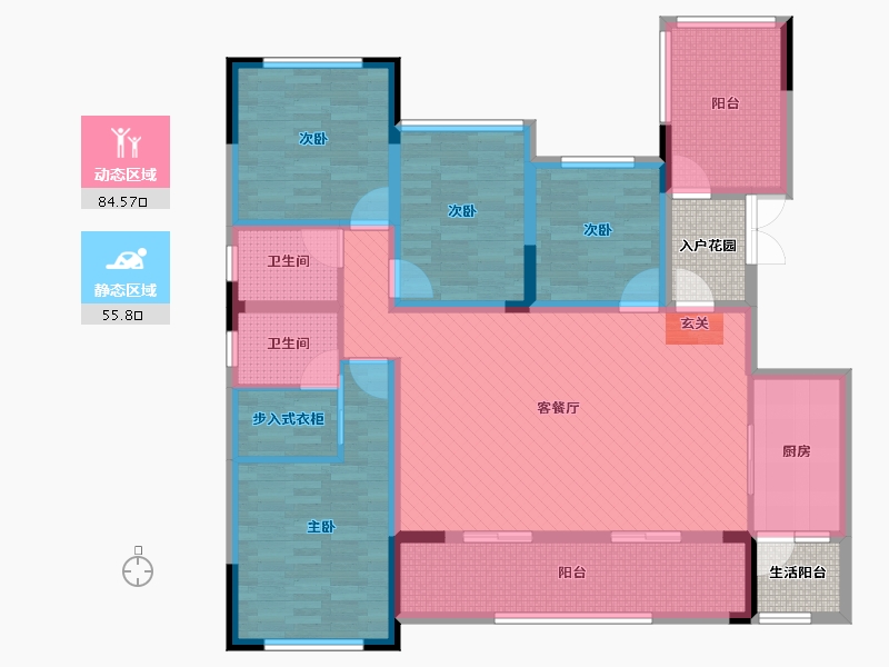 四川省-宜宾市-海翔光明春天-129.97-户型库-动静分区