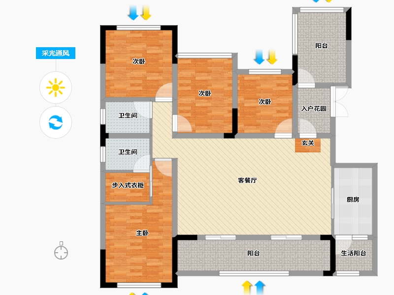 四川省-宜宾市-海翔光明春天-129.97-户型库-采光通风