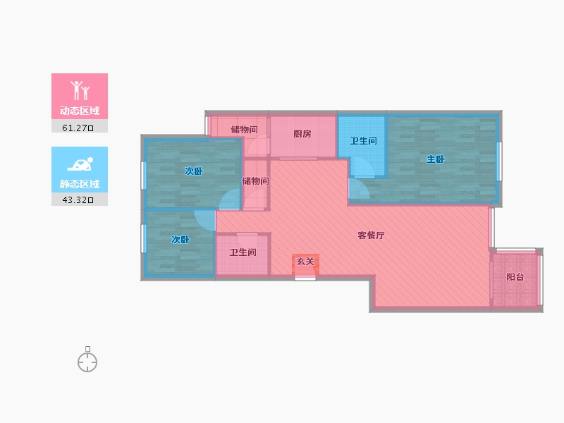 北京-北京市-阳光丽景-94.15-户型库-动静分区