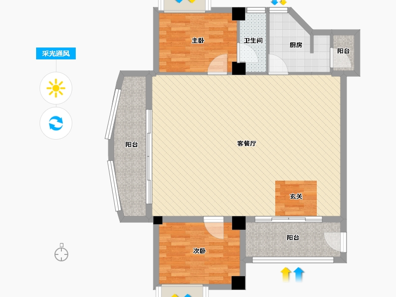 广东省-汕头市-汇璟花园-90.83-户型库-采光通风