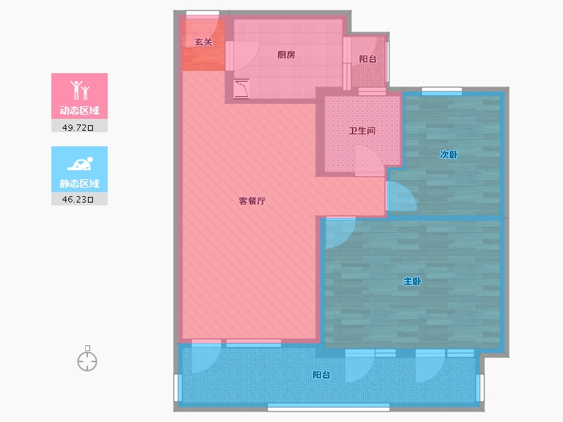 江苏省-苏州市-昆城景苑-84.80-户型库-动静分区