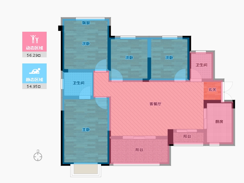 重庆-重庆市-众泰翡翠湖-96.24-户型库-动静分区