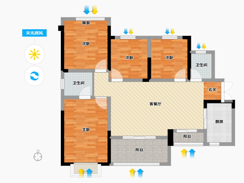 重庆-重庆市-众泰翡翠湖-96.24-户型库-采光通风