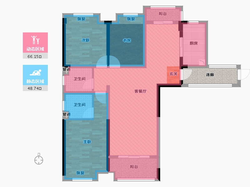 湖北省-黄石市-阳新县太阳城-105.77-户型库-动静分区