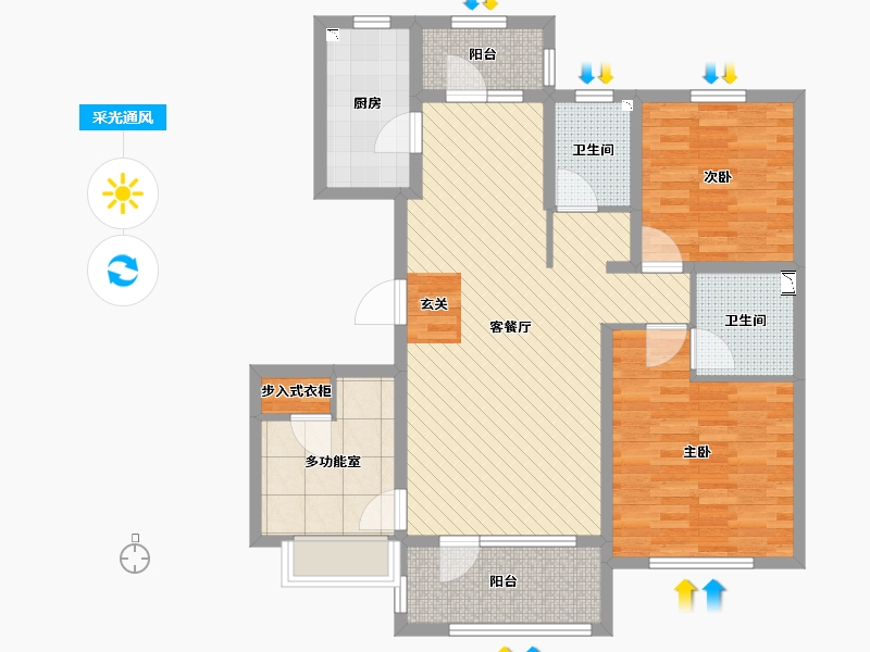 山东省-青岛市-保利西乡月-96.00-户型库-采光通风