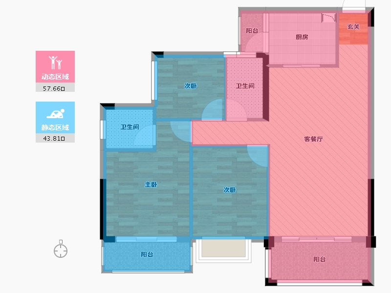 贵州省-黔西南布依族苗族自治州-尚水上城13栋A户型-90.04-户型库-动静分区