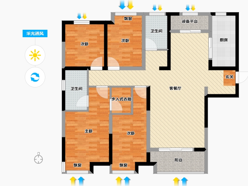 安徽省-合肥市-揽湖苑-115.40-户型库-采光通风