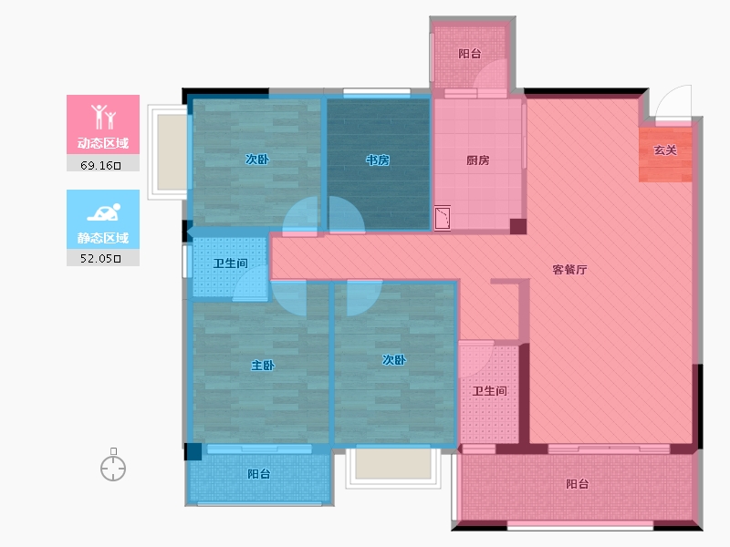 贵州省-黔西南布依族苗族自治州-尚水上城9号楼-107.55-户型库-动静分区