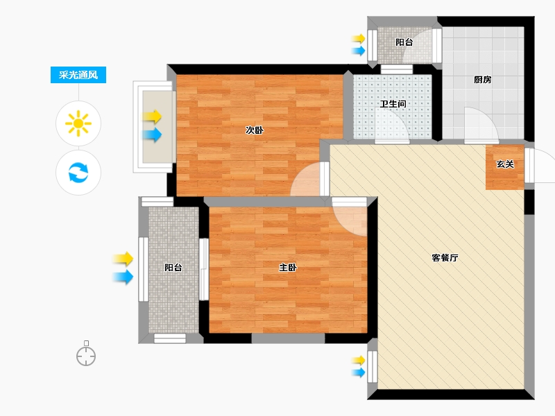 山西省-太原市-唐槐园-62.63-户型库-采光通风