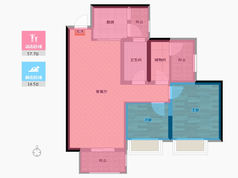 四川省-成都市-华盛国际-66.44-户型库-动静分区