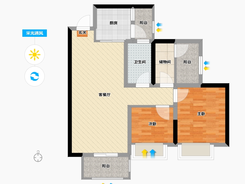 四川省-成都市-华盛国际-66.44-户型库-采光通风