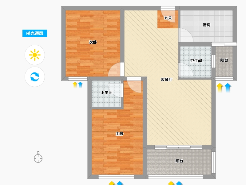 湖北省-荆州市-江陵江景豪庭-79.31-户型库-采光通风