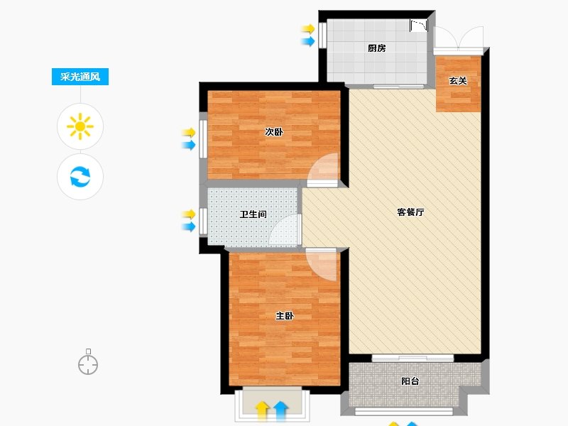 河南省-郑州市-惠众西城一品8号楼-79.00-户型库-采光通风