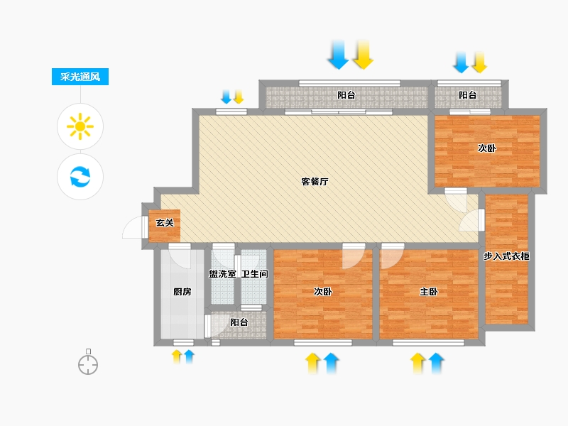 四川省-成都市-安置小区-111.22-户型库-采光通风