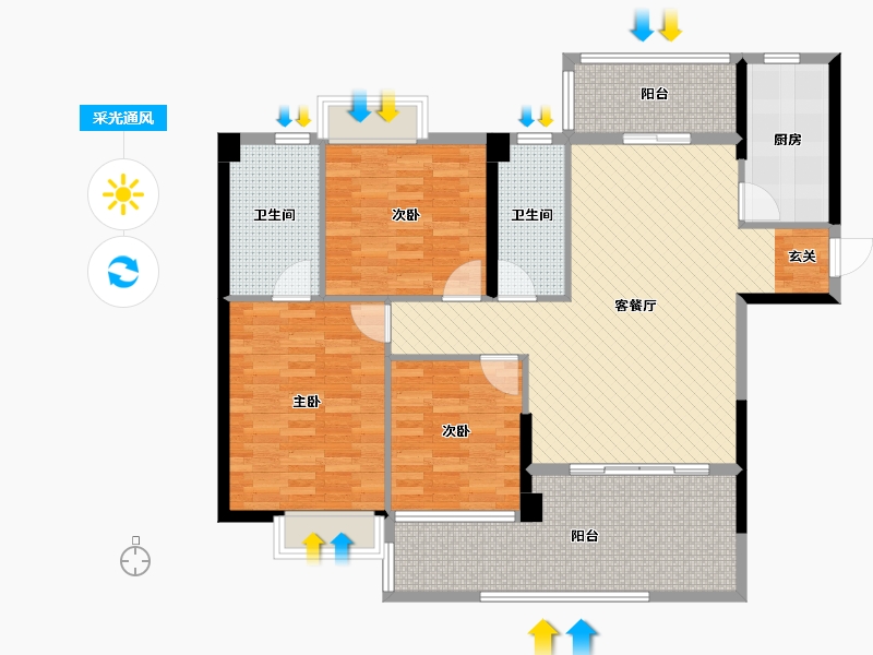 广东省-汕头市-长平海湾一城-117.71-户型库-采光通风