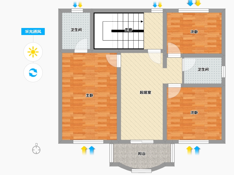 浙江省-金华市-新世纪花园-88.83-户型库-采光通风