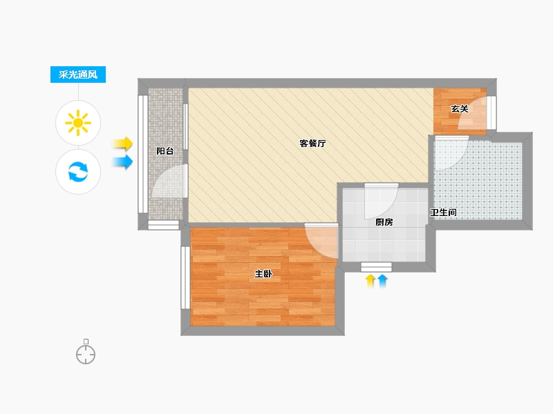 北京-北京市-西花市南里-41.38-户型库-采光通风