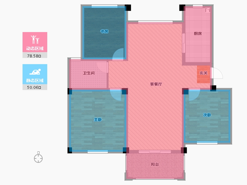 江苏省-淮安市-翰林花园-115.04-户型库-动静分区