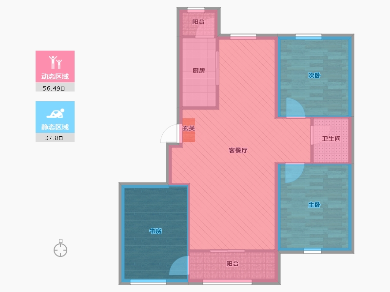 黑龙江省-大庆市-欣凤学城三期-84.43-户型库-动静分区