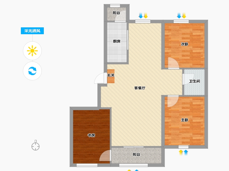 黑龙江省-大庆市-欣凤学城三期-84.43-户型库-采光通风