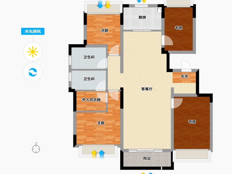 辽宁省-沈阳市-融创中央学府-114.87-户型库-采光通风