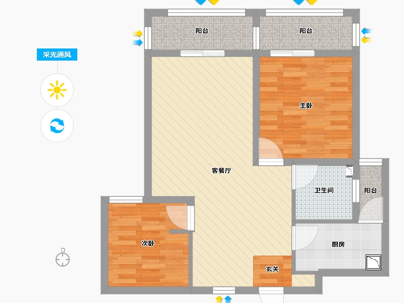 河北省-石家庄市-达世地产壹江城-66.68-户型库-采光通风