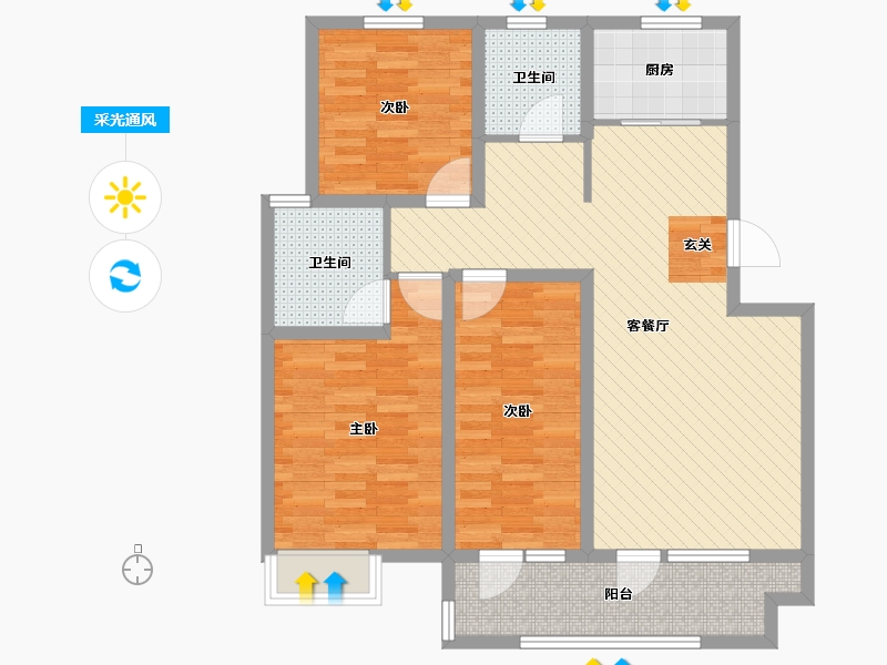 山东省-青岛市-中仁少海澜山-95.20-户型库-采光通风