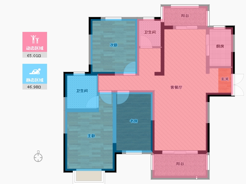 河南省-洛阳市-银燕花园-96.82-户型库-动静分区