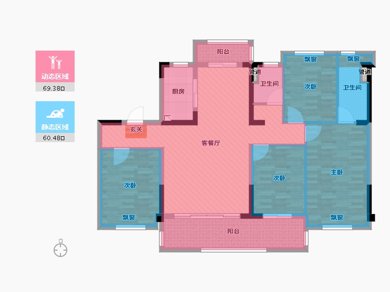 安徽省-亳州市-涡阳碧桂园-114.73-户型库-动静分区