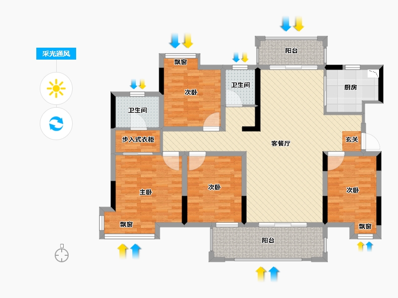 广西壮族自治区-梧州市-彰泰城-111.41-户型库-采光通风