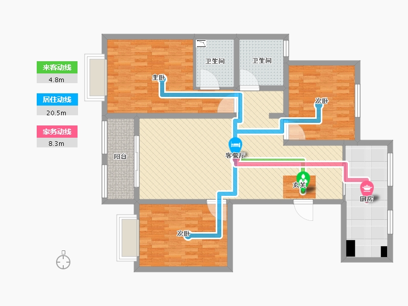 山东省-泰安市-东湖嘉苑-105.60-户型库-动静线