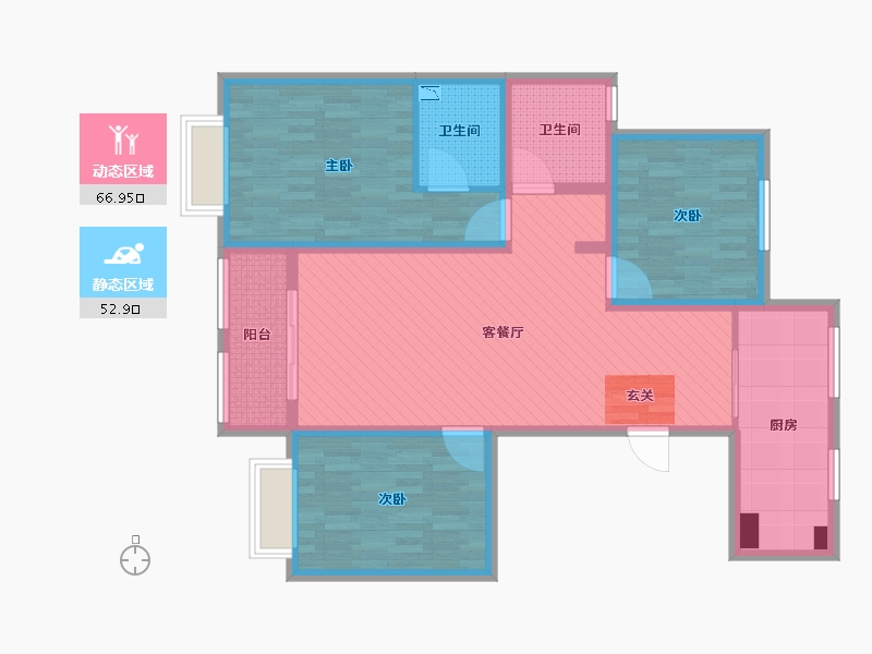 山东省-泰安市-东湖嘉苑-105.60-户型库-动静分区