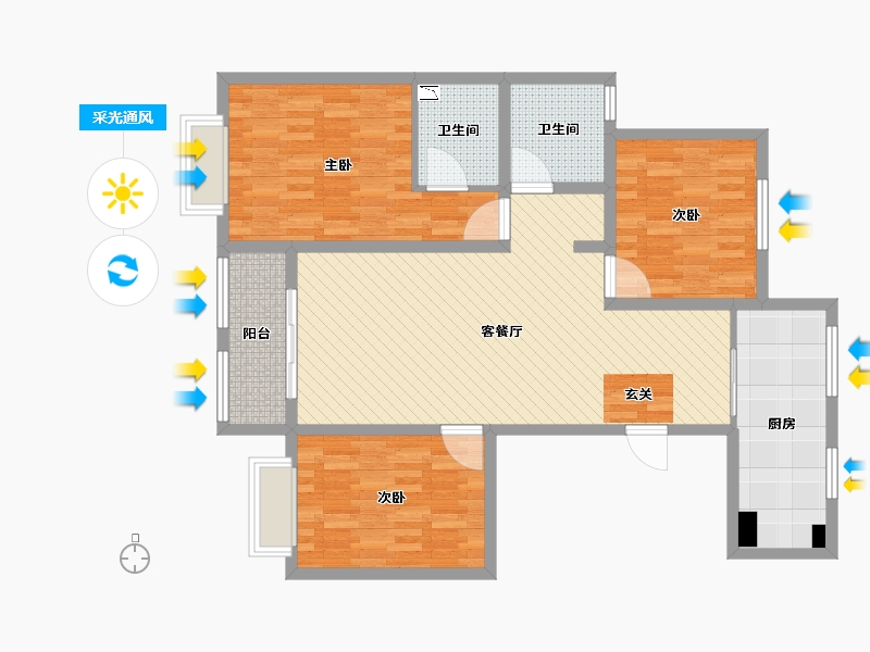 山东省-泰安市-东湖嘉苑-105.60-户型库-采光通风