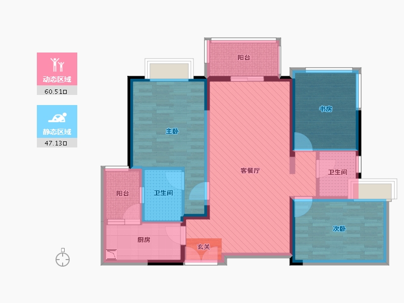 四川省-成都市-融创香璟台西苑-94.21-户型库-动静分区