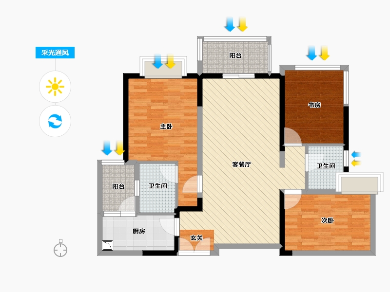 四川省-成都市-融创香璟台西苑-94.21-户型库-采光通风