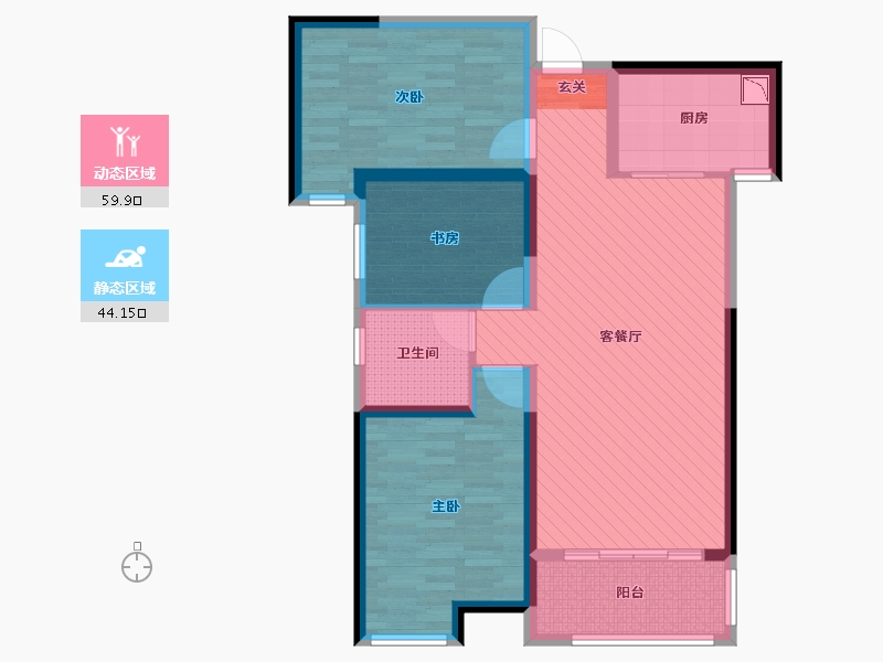 湖南省-长沙市-北辰三角洲-92.00-户型库-动静分区