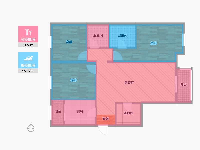 北京-北京市-碧岸澜庭-95.00-户型库-动静分区