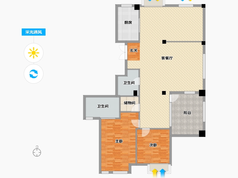 浙江省-温州市-同人欣园-150.39-户型库-采光通风